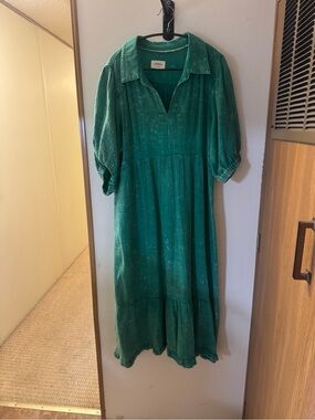 Umgee Teal Green Collared Midi Dress